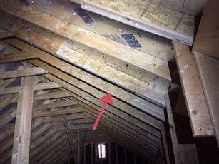 These rafters were spliced and have no direct support under the splice point. This can cause the roof to warp in the future.